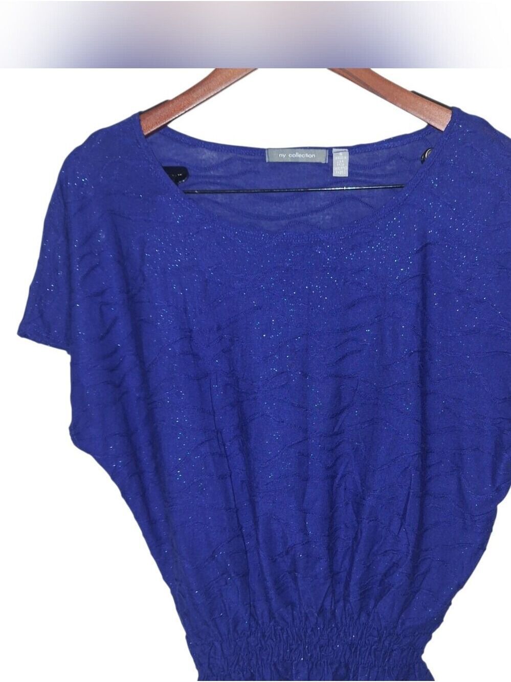 NY Collection Blue Dolman Sleeve Blouse Small